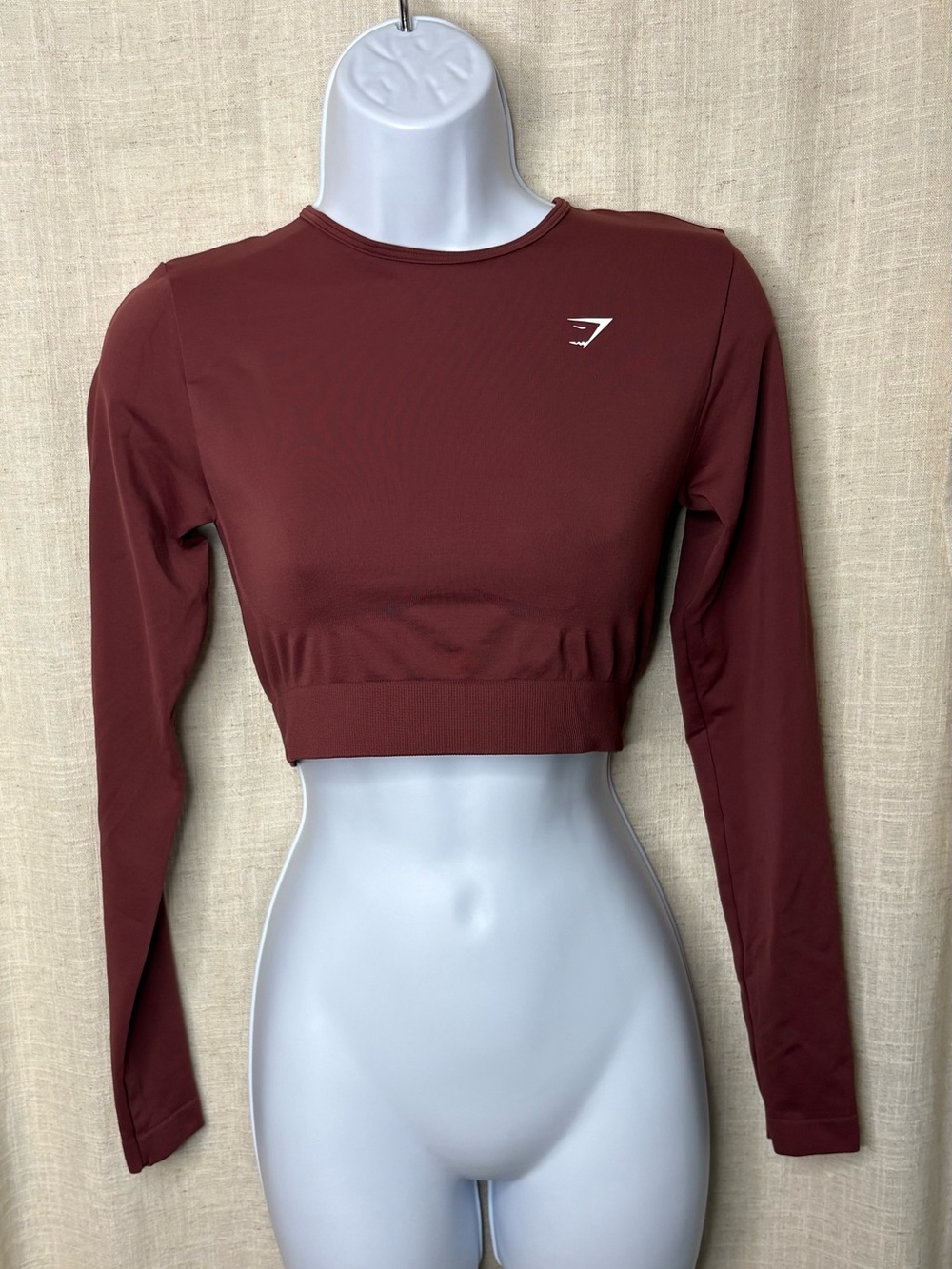 Gymshark Vital Seamless 2.0 Short Sleeve Crop Top Marl Cherry Brown Sz Small